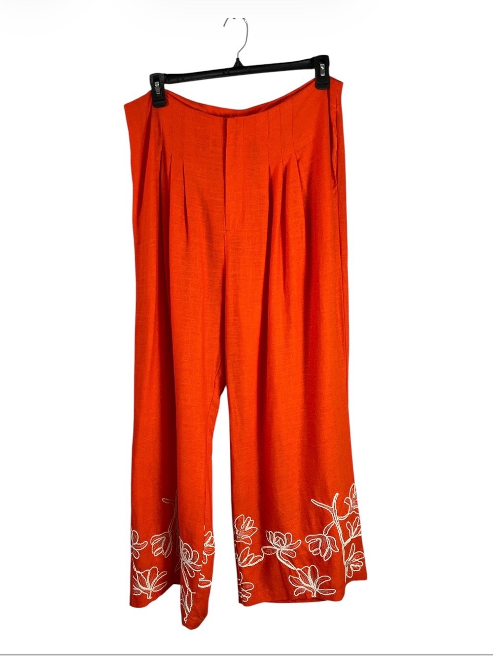 NWT Alex Marie Orange Linen Blend Embroidered Wide Leg Pants Size 18 MSRP 139 - Picture 3 of 8
